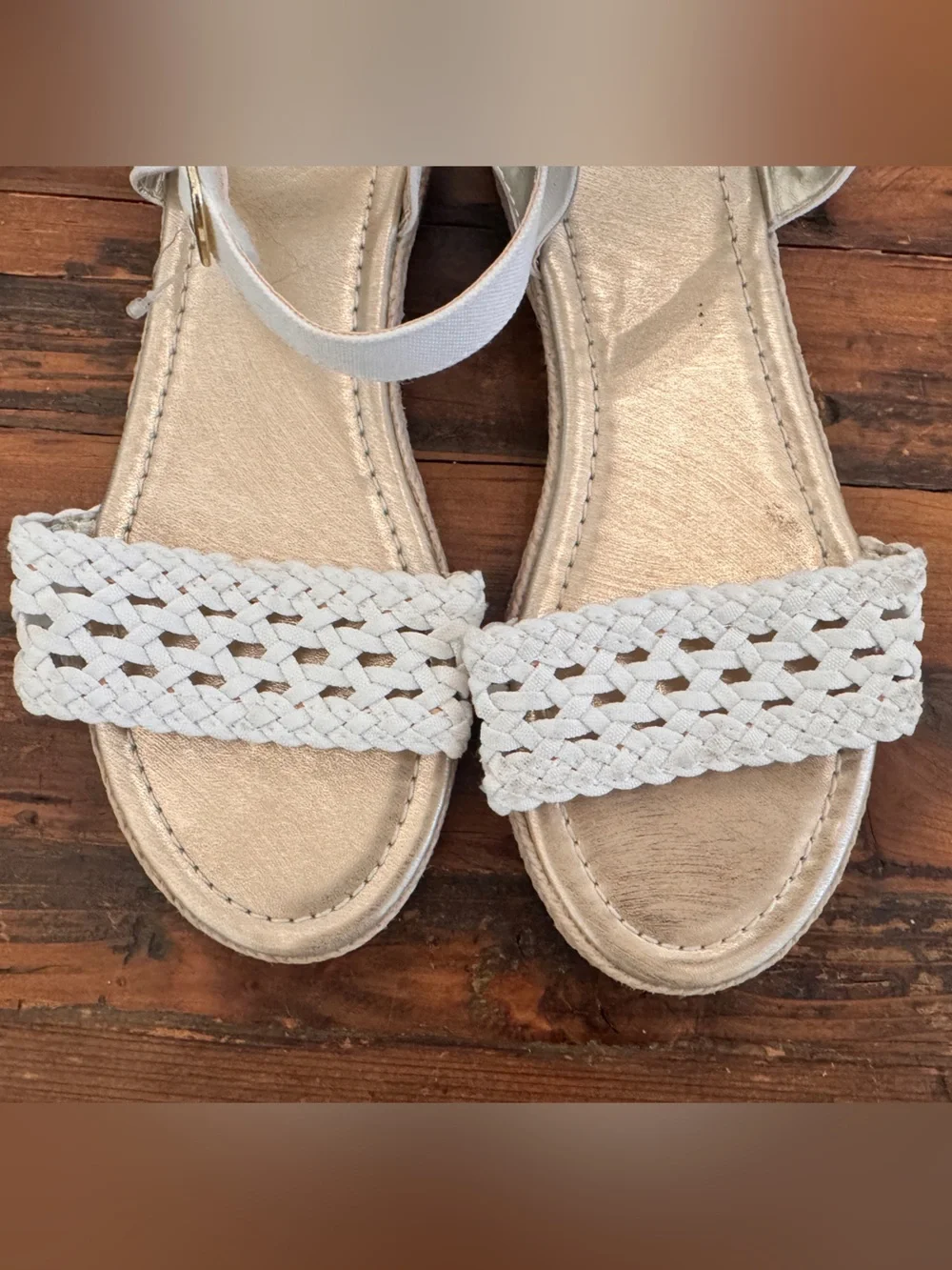 Hippie Rose Cream Braided Front Strap Ankle-Strap Sandals